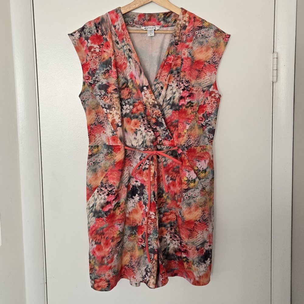 Athleta Pink Floral Shorts Romper Size Small